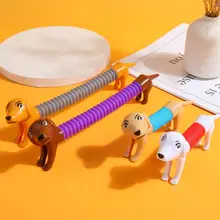 Useful Cute Dachshund Dog Stretch Vent Toy Retractable Toy Plastic  Stretchable Head Tail