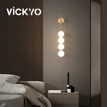 VICKYO LED Wall Lamps Modern Nordic Designer Minimalist Creative Spherical Wall Light For Living Room Bedroom Bedside Lamp Aisle