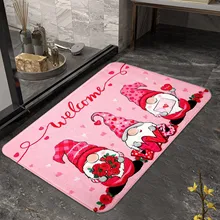 Valentine's Day Gnome Doormat Non Slip Washable Reusable Floor Mat Indoor Outdoor Entrance Bathroom Doormat For Home 157x236in