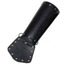 Viking Leather Bracers Adjustable Gauntlet Wristband Medieval Stage Props To Play Roles With Wolf Head For Wrist Hand Guard For