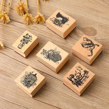 Vintag Esewing Machine Birdcage Cat Decoration Wooden Rubber Stamps for Scrapbooking Diary Stationery DIY Craft Standard Seal