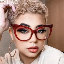 Vintage 2022 New Blue Light Blocking Glasses Women Glitter Cat Eye Glasses Frame Big Frame Sunglasses Men Eyeglasses Wholesale