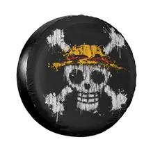 Vintage Grunge One Piece Skull Spare Tire Cover Case Bag Pouch Anime Wheel Covers for Suzuki Mitsubish 14" 15" 16" 17" Inch