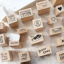 Vintage Postmark Mini Wooden Rubber Stamp Diy Decorative Diary Journal Craft Scrapbooking Planner Stamps Kawaii Stationery