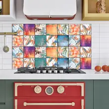 Wall Stickers 10Pcs Wall Sticker Waterproof No Residue PVC Abstract Pattern Wall Mural Decal Household Supplies