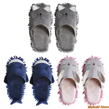 Washable Cartoon Lazy Mop Slippers Floor Cleaning Mop Shoes for Men Women Home Dusting Slippers Floor Dust Dirt Cleaning Tools
