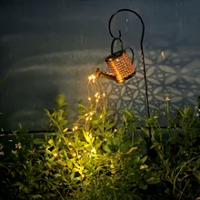 Watering Can Lights Solar Powered Lantern Garden Art Light LED Decor Metal Waterfall String for Patio Yard Pathway Plant Vine