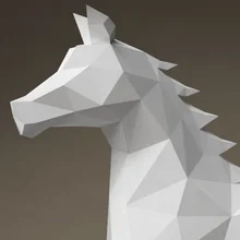 White Pony Model Animal Paper Sculpture Model Ornaments Desk Decoration Creative Toys Handmade DIY Children Origami Gifts Toys