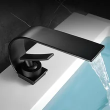 White Simple Waterfall Creative Toilet Bathroom Washbasin Stainless Steel Hot And Cold Water Tap Washbasin