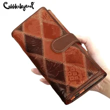 Women Leather Wallets Genuine Leather Unique Minority Brand Clutches Passport Walet for Cell Phone Card Holder Long Purse New