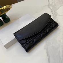 Women's Long Change Bag Clip Wallet Cowhide Mobile Phone Handbag Luxury Pocket
