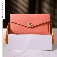 Women's Purses Genuine Leather 2022 New Trend Luxury Designer Handbag Panelled Long Purse Luxury Bags Clutch Three Fold Wallet
