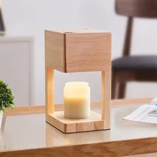 Wood Semi-open Design Candle Warmer Wax Melting Light Aroma Burner Fragrance Light Candle Melter Dimmable Table Lamps for Spa