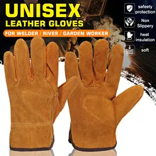 Work gloves Fireproof Cow Leather Welder Gloves Anti-Heat Work Safety Gloves For Welding Metal protective gloves for welding