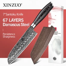 XINZUO 7"inch Japan Chef Knife VG10 67 Layers Damascus Stainles Kitchen Knives Chef Santoku Knife Forged Steel Pakka Wood Handle