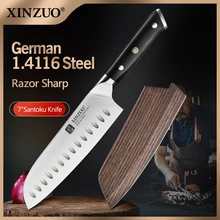 XINZUO 7 inch Santoku Knife DIN 1.4116 Stainless Steel Germany Kitchen Knife Super Sharp Best Knives Ebony Handle Gift Knives