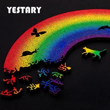YESTARY 3D Wooden Rainbow Puzzle Toys Wood Jigsaw Puzzle Toys Board Game Brain IQ High Difficulty Toys For Adults Children Gifts
