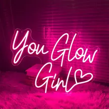 You Glow Girl Neon Sign Custom Led Light Wedding Engagement Ornament Birthday Party Bar Acrylic Wall Decorate Gift USB