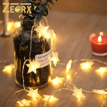 ZEORX 1.5Meters 5ft 10LED Christmas Lights Pentagram Lamp Holiday Lighting Wedding Party Decoration Curtain String Lights