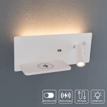 ZEROUNO Multifunction LED Reading Interior Wall Light with USB Wireless Phone Charging Switch Bedside Wall Sconce Hotel Bed Lamp