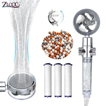 Zloog Propeller Shower Head with Filter Anion Stone Bathroom Showerhead 360 Degree Rotating Water Saving Pressurized SPA Spayer