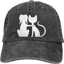 cat and Dog Baseball Cap Funny Cowboy Hat Unisex Adult Vintage Trucker Hats Adjustable Washable