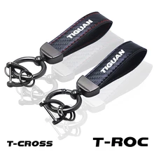 for tiguan t-cross t-roc car Key chain Rings carbon fiber keychain Car Accessories